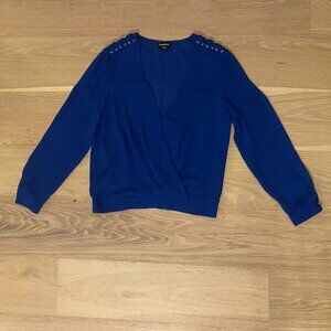 Bebe Royal Blue Wrap Crossover Top Size Large